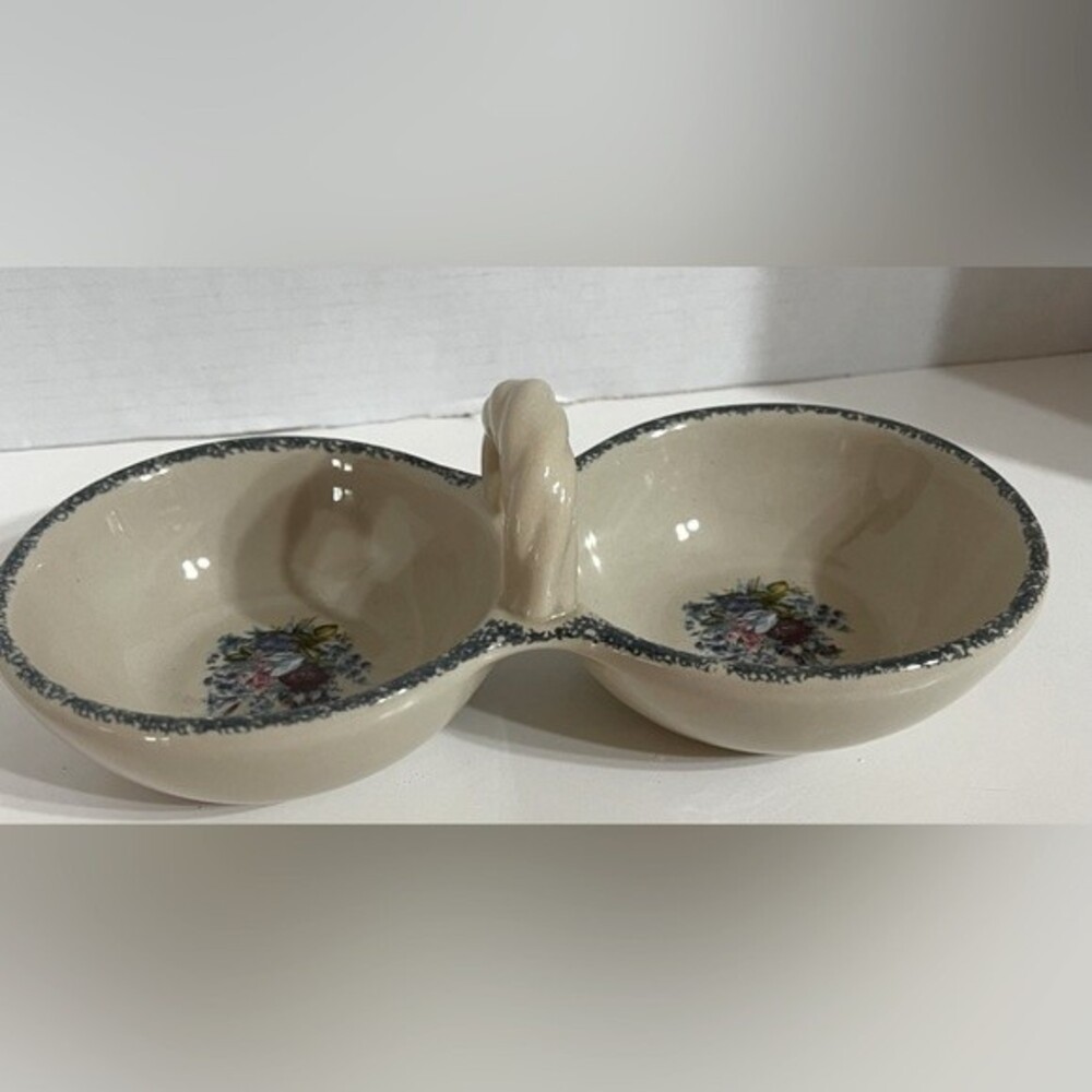 Vintage NEW Home & Garden Party Floral Stoneware Condiment Server